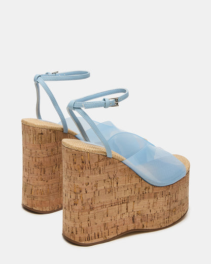 SINAI Light Blue Square-Toe Platform Wedge Strappy Women's Sandal | Steve Madden Everyday