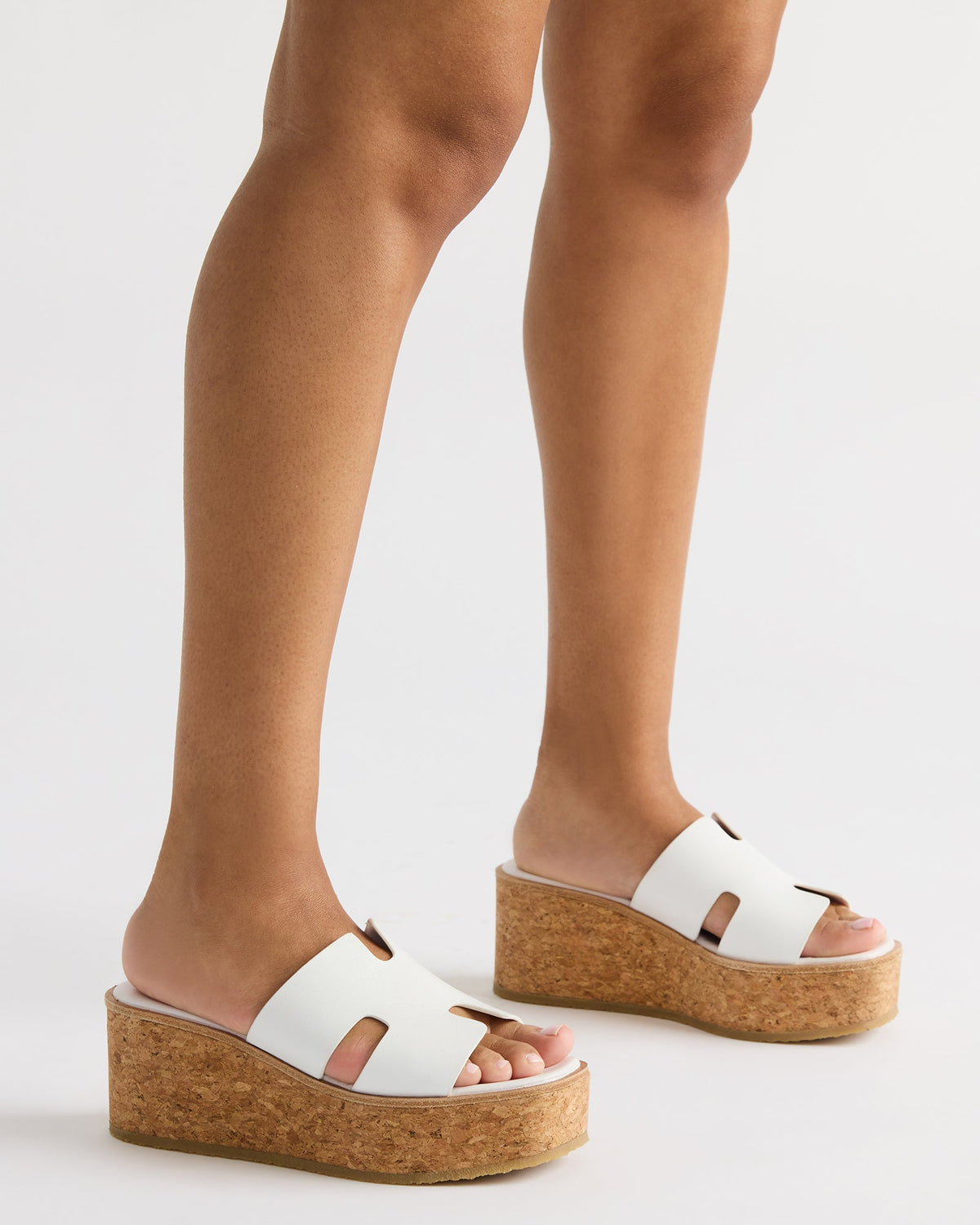 HARMONY Black Leather Wedge Mule Cork Platform Women's Sandal | Steve Madden Premium