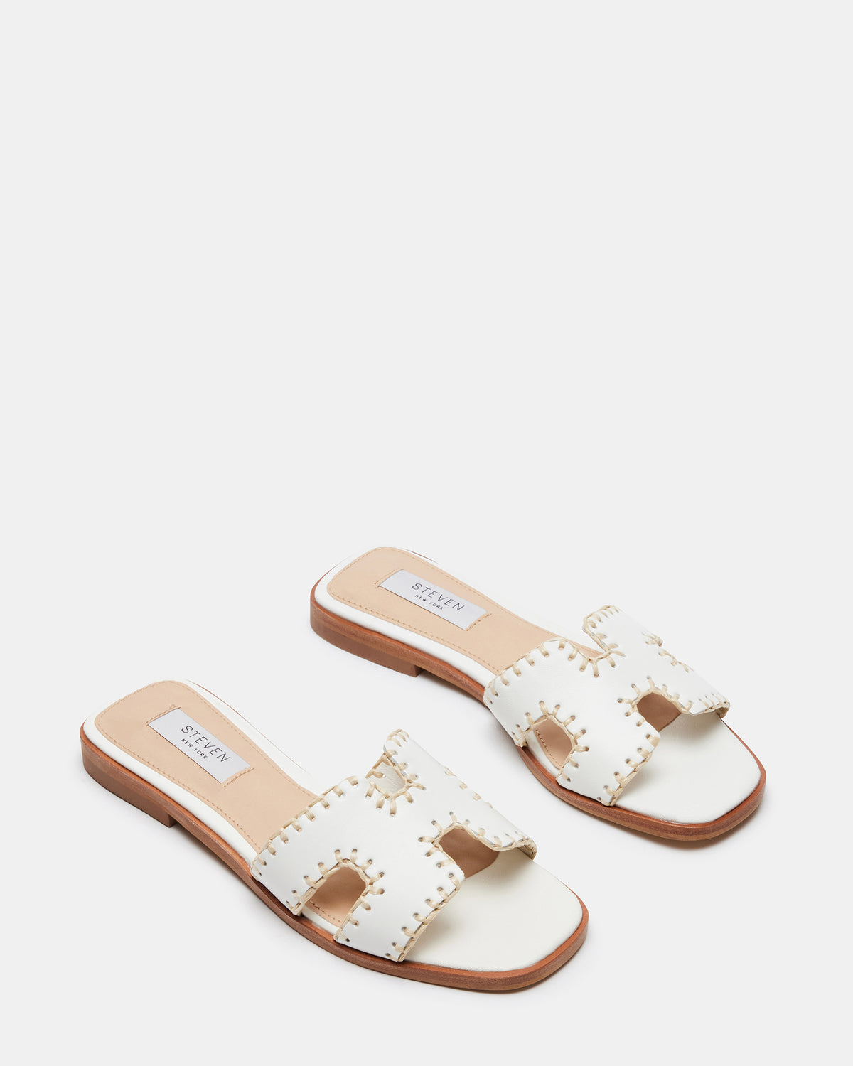 HADYN Woven White Leather Sandal | Women's Designer Sandals | Steve Madden Recommended