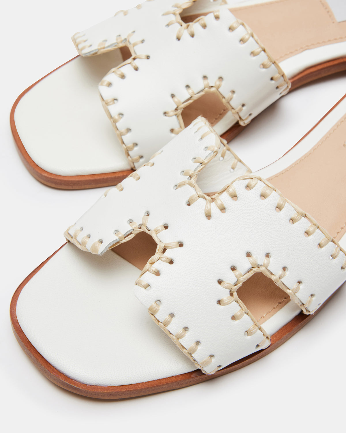 HADYN Woven White Leather Sandal | Women's Designer Sandals | Steve Madden Recommended