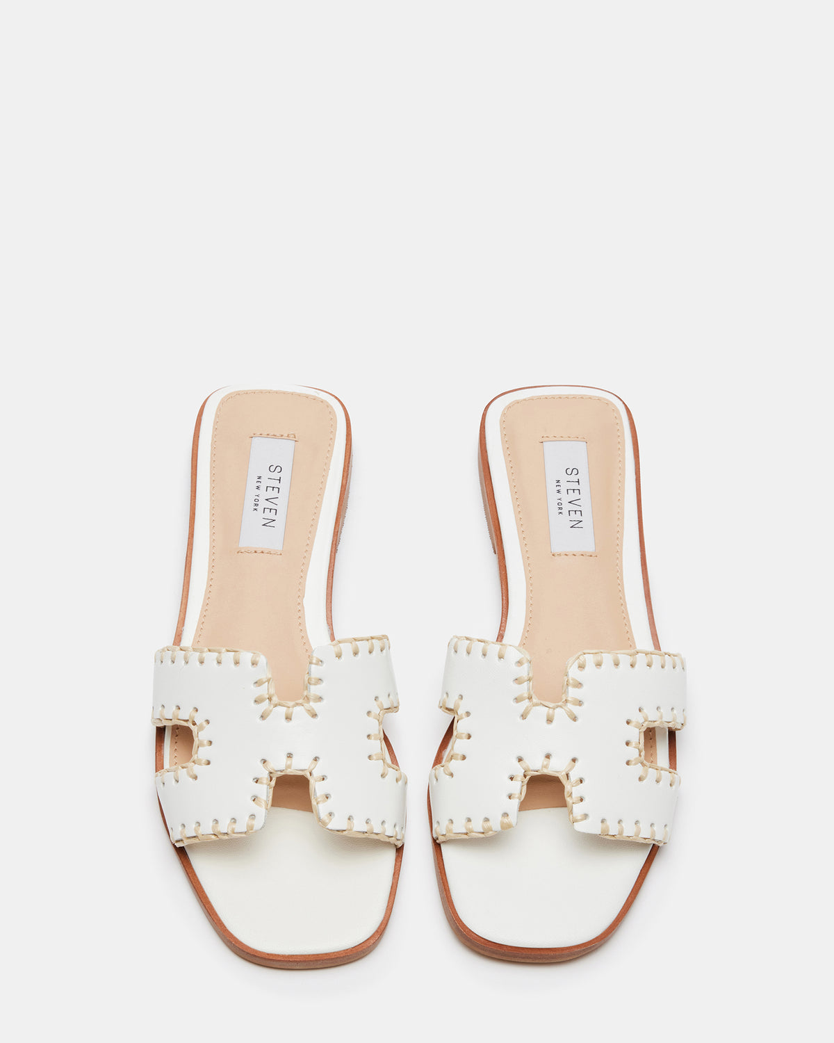 HADYN Woven White Leather Sandal | Women's Designer Sandals | Steve Madden Recommended