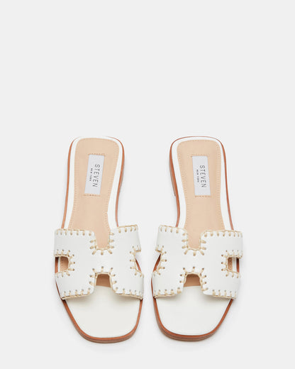 HADYN Woven White Leather Sandal | Women's Designer Sandals | Steve Madden Recommended