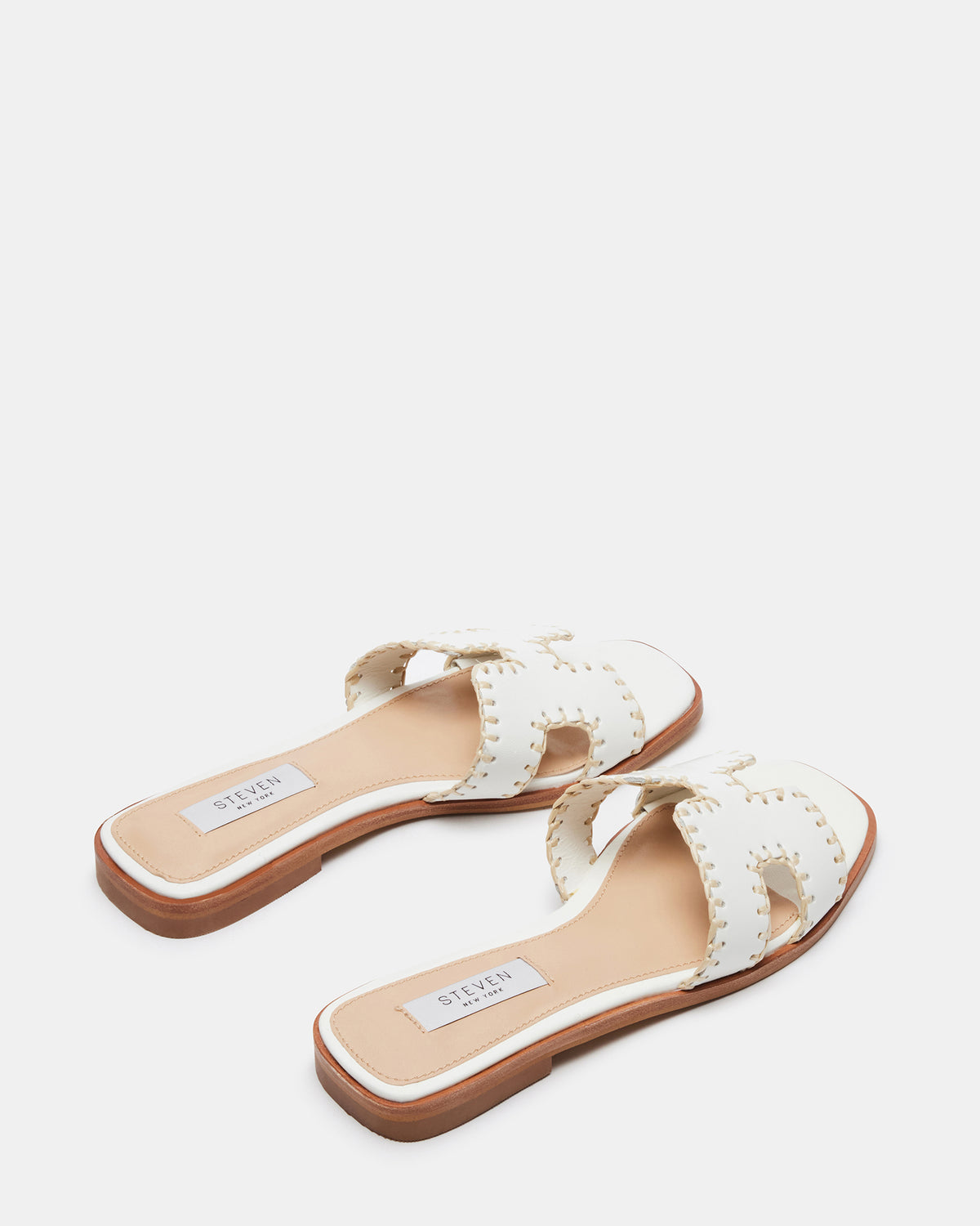 HADYN Woven White Leather Sandal | Women's Designer Sandals | Steve Madden Recommended