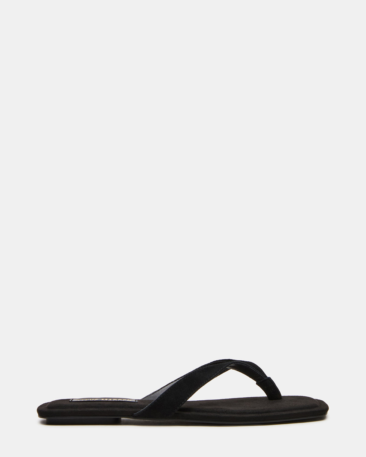 TRELLA Black Suede Square-Toe Thong Women's Sandal | Steve Madden Classic