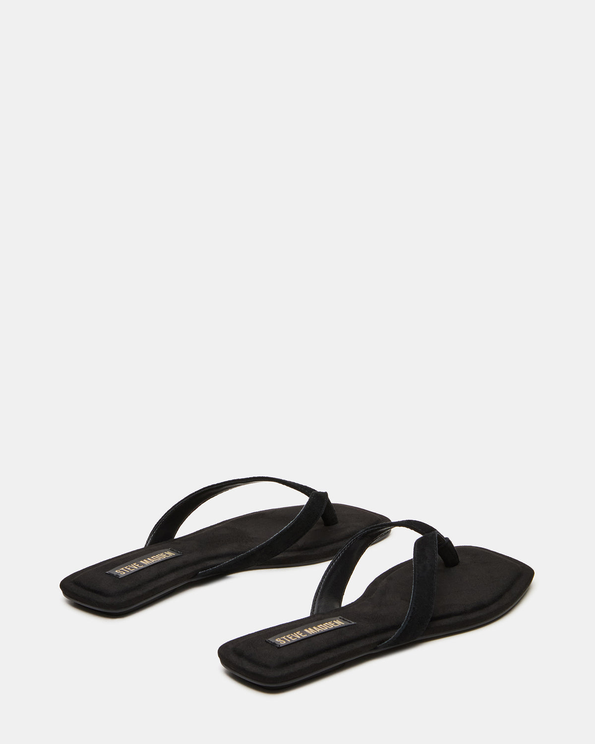 TRELLA Black Suede Square-Toe Thong Women's Sandal | Steve Madden Classic