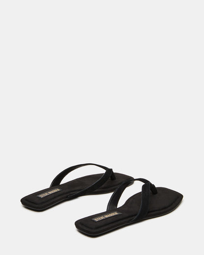 TRELLA Black Suede Square-Toe Thong Women's Sandal | Steve Madden Classic