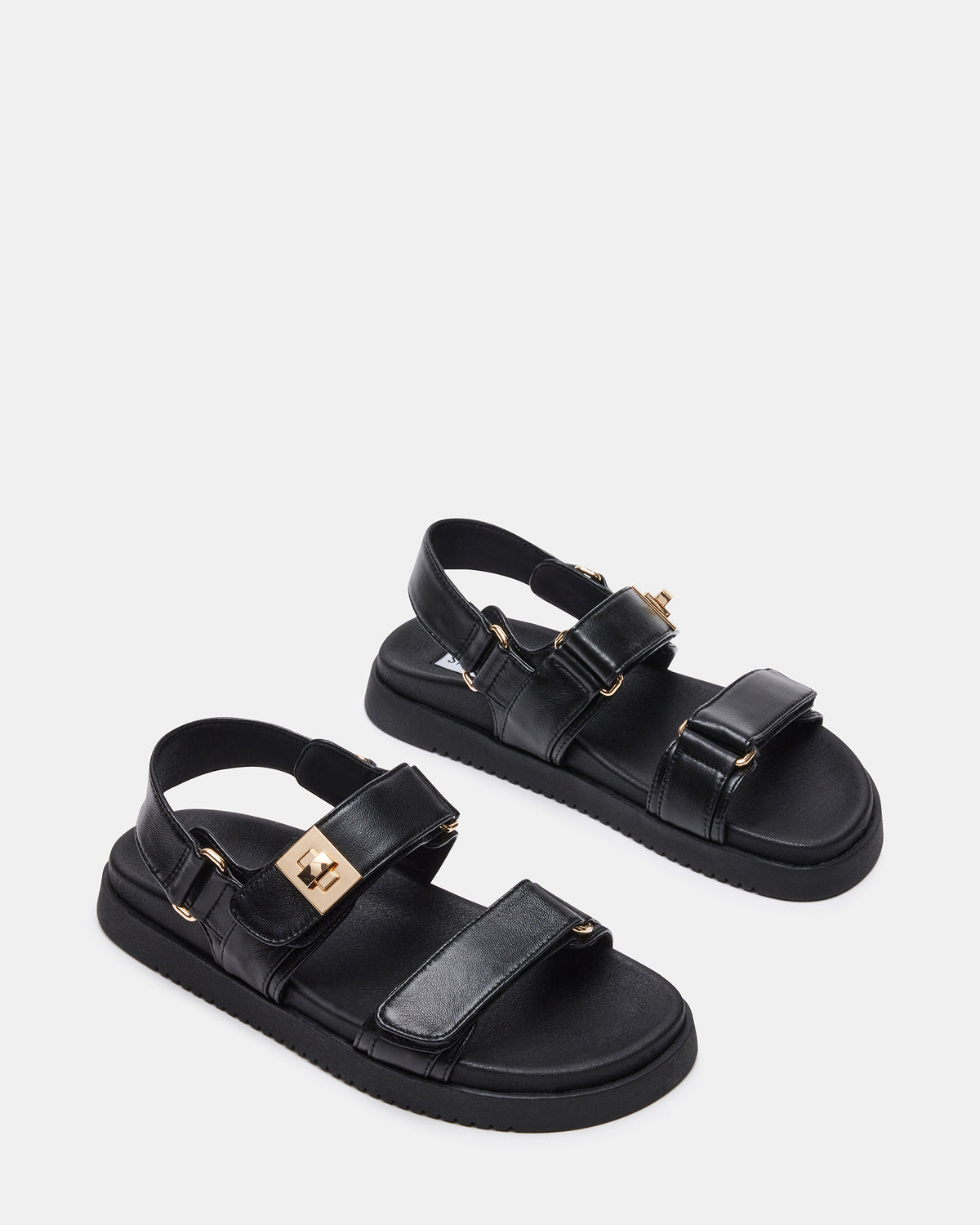 MONA Black Leather Flatform Women's Sandal | Steve Madden Essential