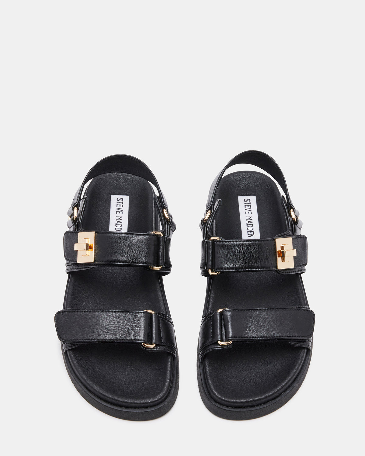 MONA Black Leather Flatform Women's Sandal | Steve Madden Essential