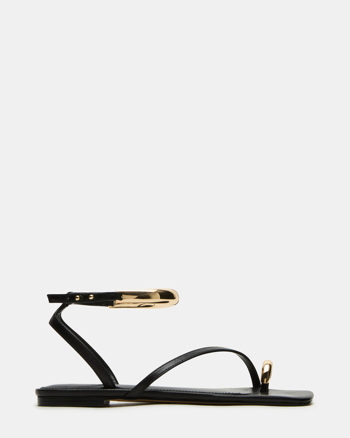 ODYSSEY Black Leather Strappy Square-Toe Women Sandal | Steve Madden Hot Sale