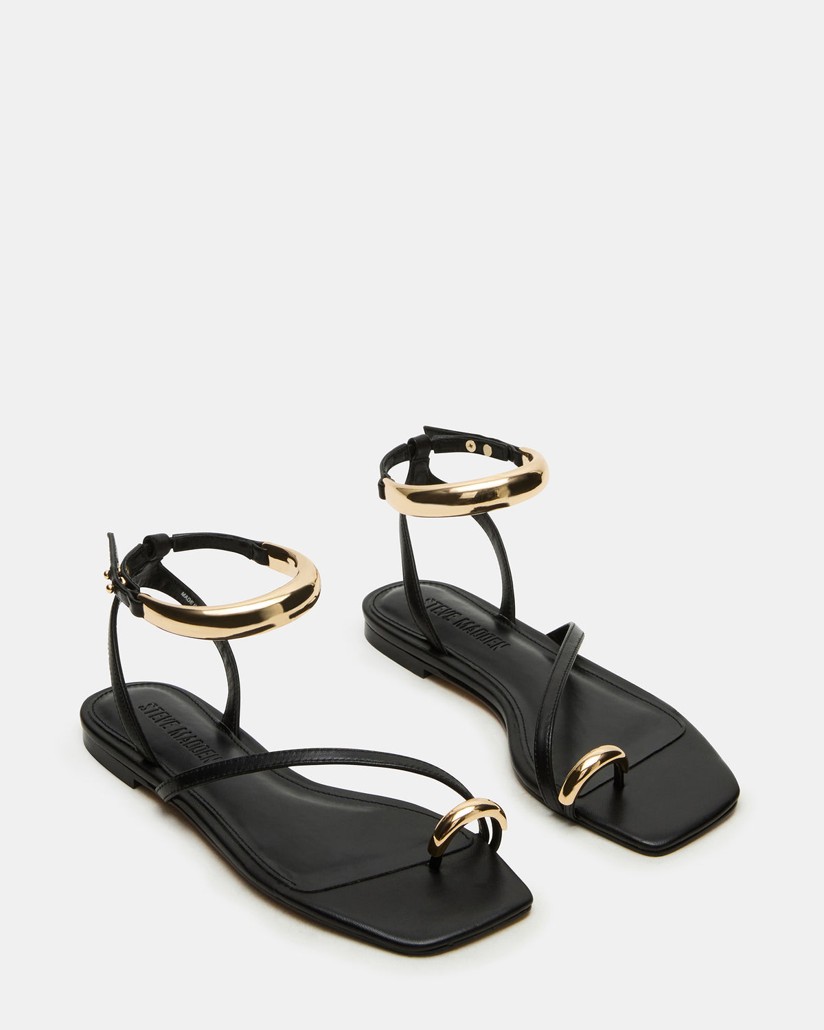 ODYSSEY Black Leather Strappy Square-Toe Women Sandal | Steve Madden Hot Sale