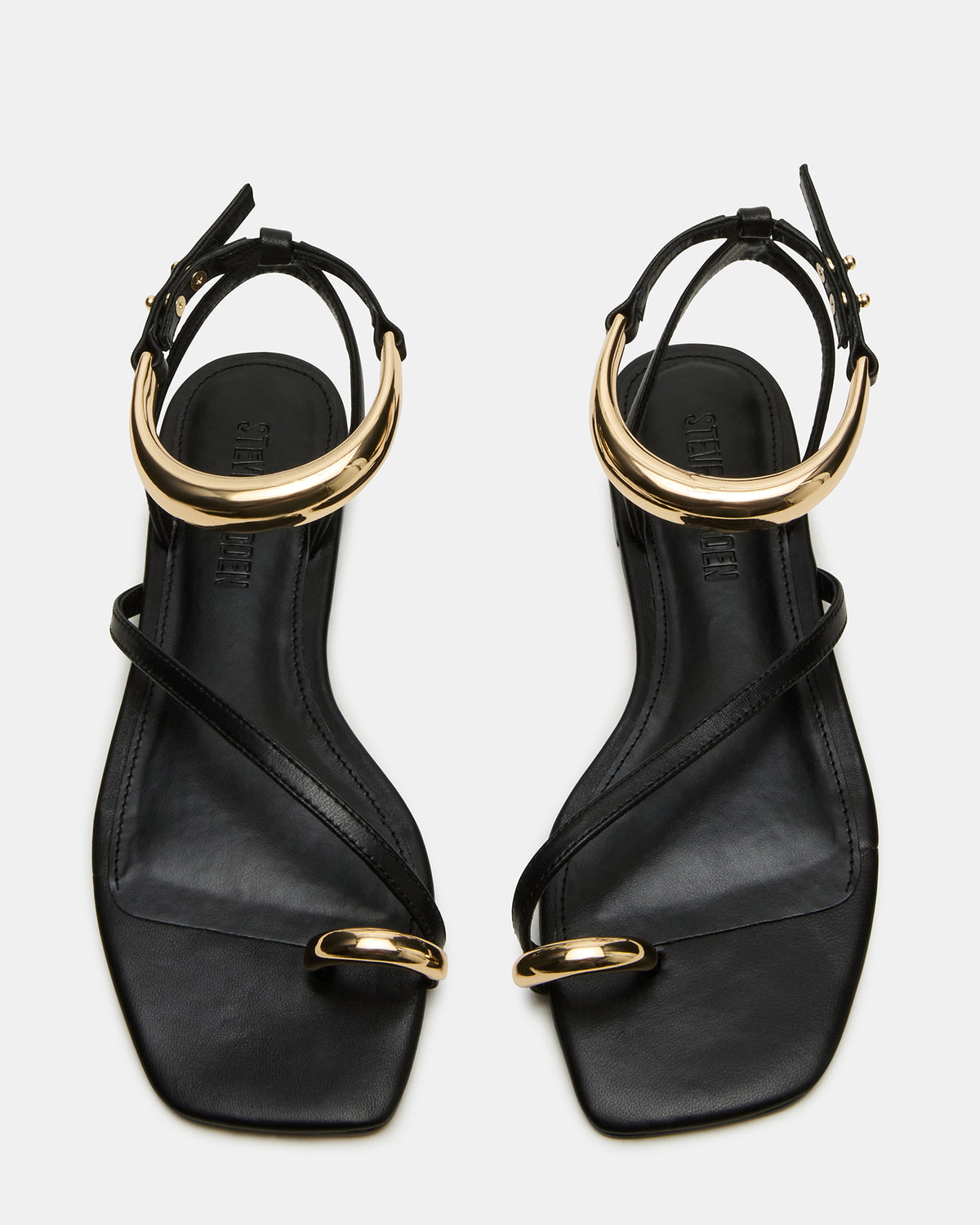 ODYSSEY Black Leather Strappy Square-Toe Women Sandal | Steve Madden Hot Sale