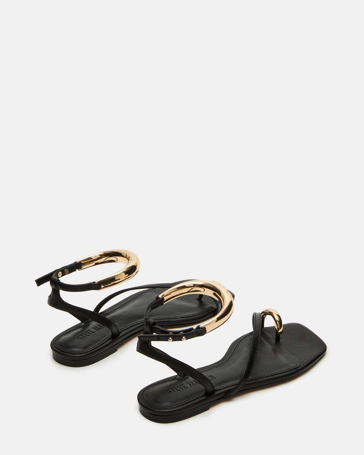ODYSSEY Black Leather Strappy Square-Toe Women Sandal | Steve Madden Hot Sale