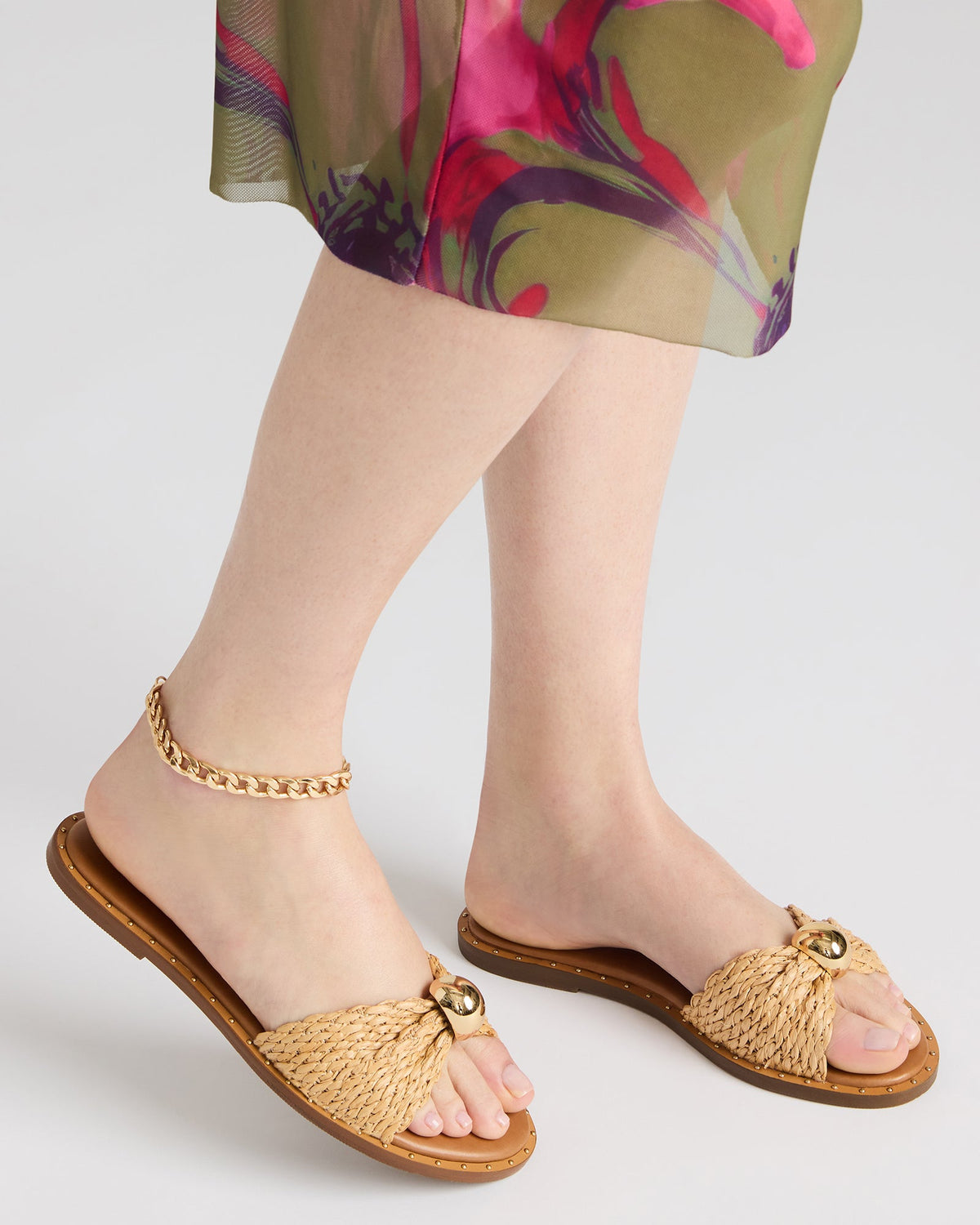 DIPSY Natural Raffia Slide Rounded Toe Women's Sandal | Steve Madden Signature