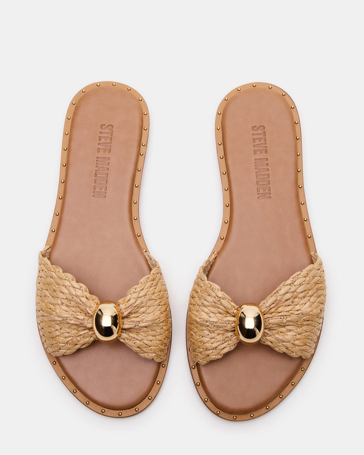 DIPSY Natural Raffia Slide Rounded Toe Women's Sandal | Steve Madden Signature