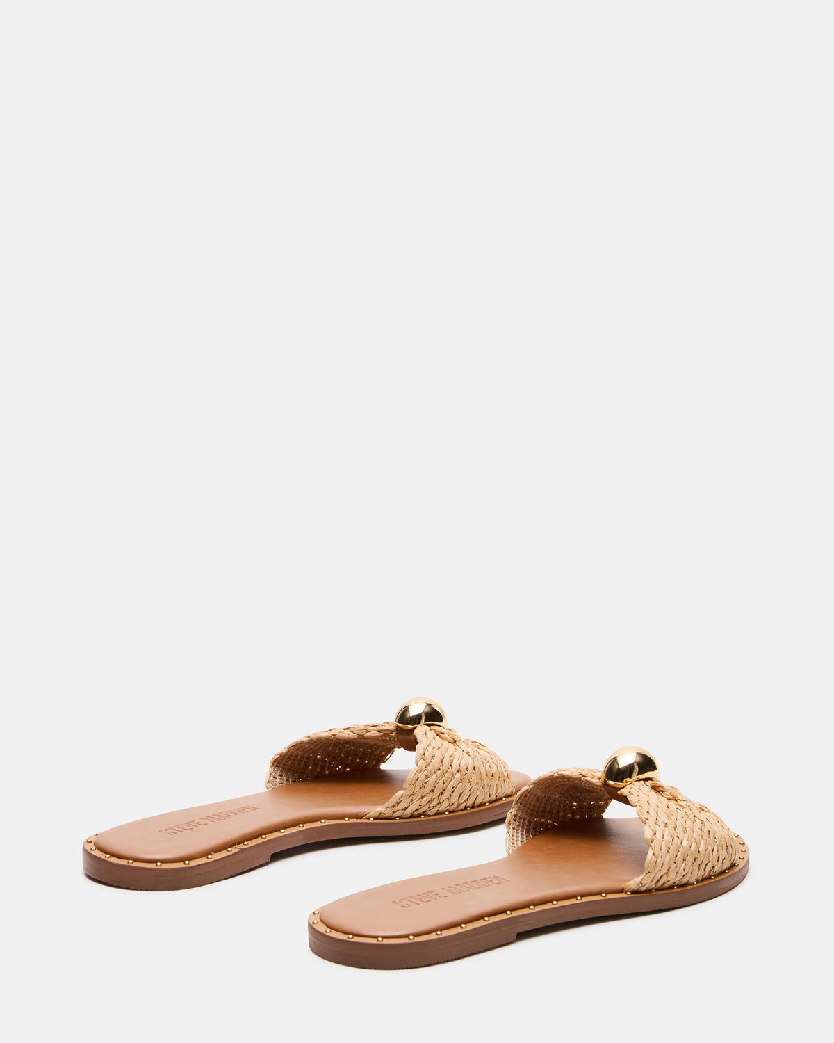 DIPSY Natural Raffia Slide Rounded Toe Women's Sandal | Steve Madden Signature