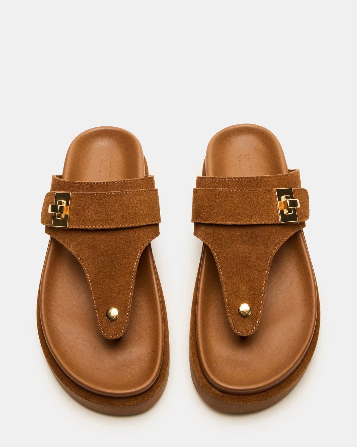 THONA Chestnut Suede Women's Flatform Thong Sandal | Steve Madden Featured