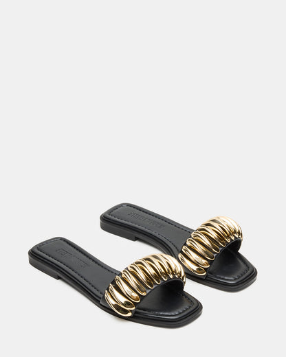 TETRIS Black Square-Toe Slide Women's Sandal | Steve Madden Signature