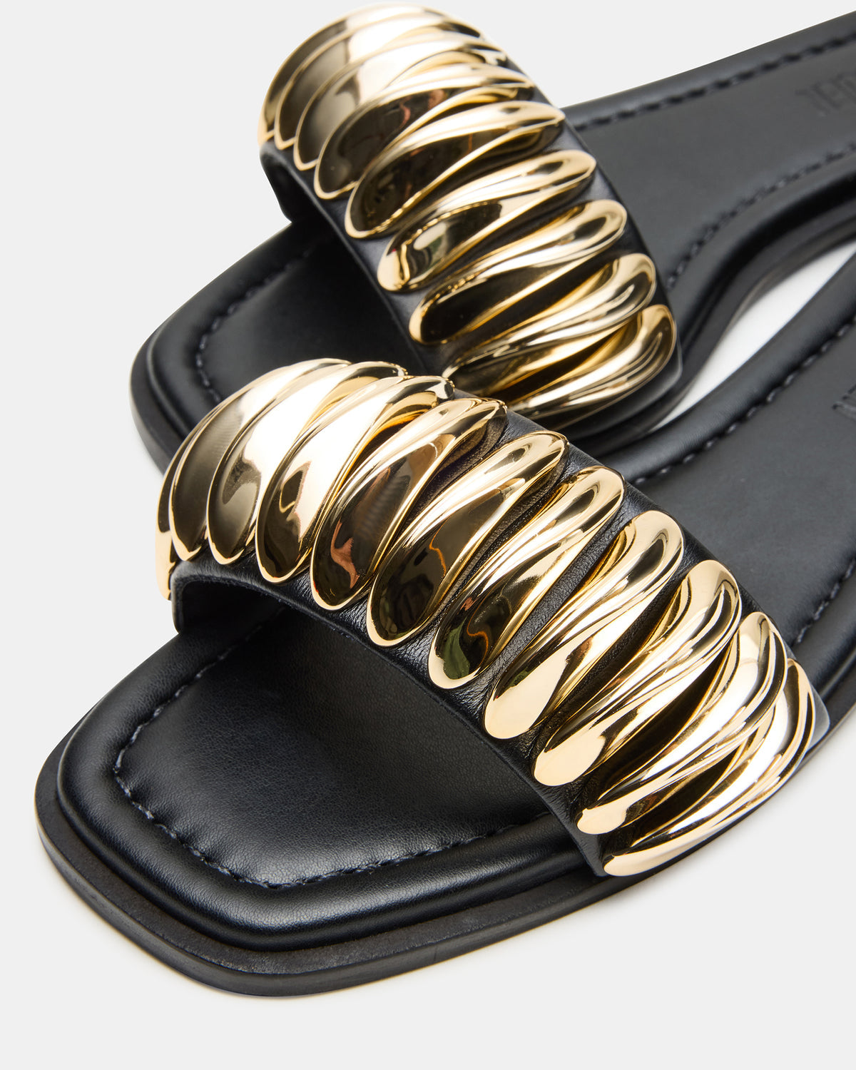 TETRIS Black Square-Toe Slide Women's Sandal | Steve Madden Signature