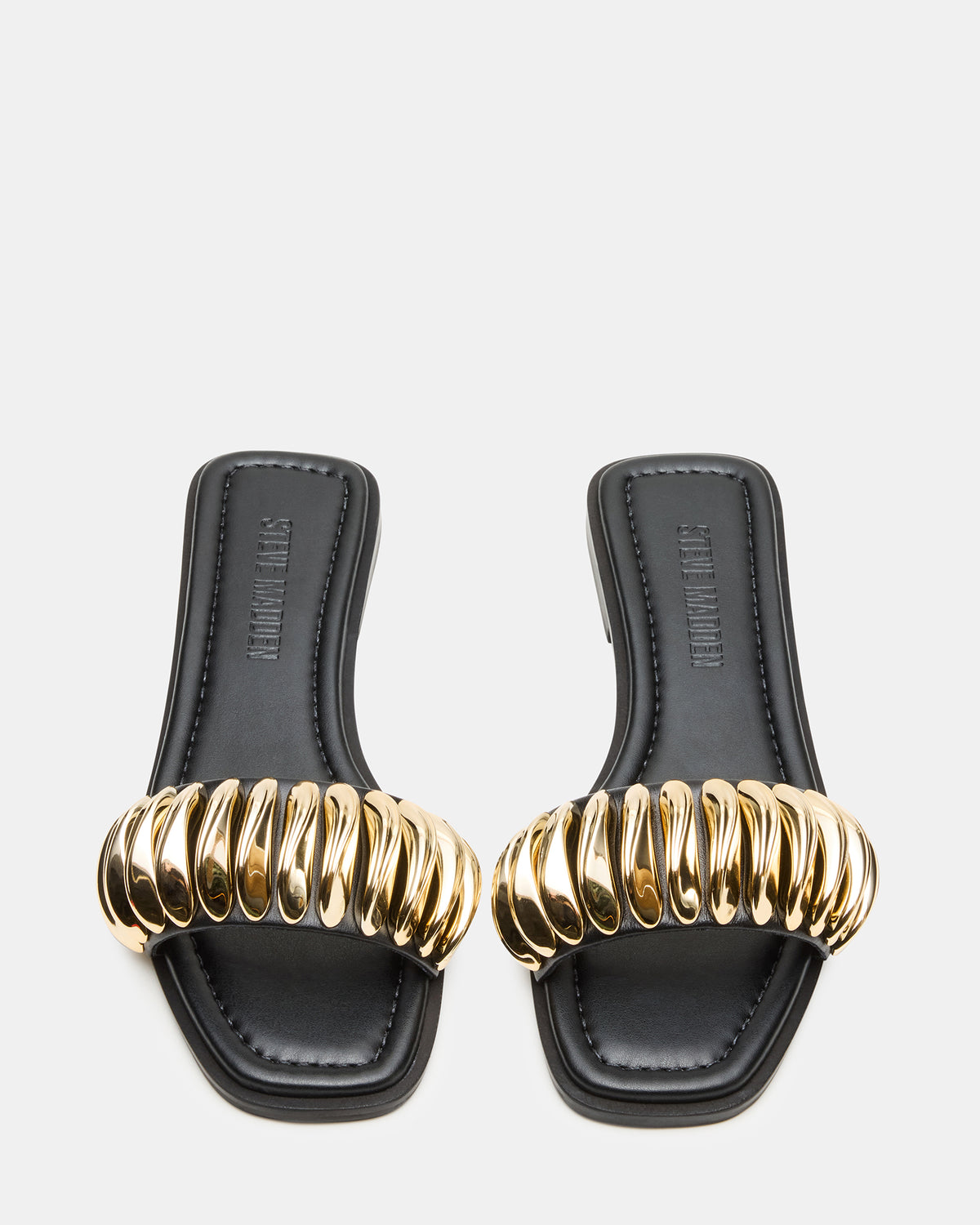 TETRIS Black Square-Toe Slide Women's Sandal | Steve Madden Signature