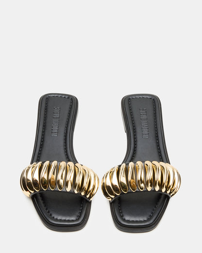 TETRIS Black Square-Toe Slide Women's Sandal | Steve Madden Signature