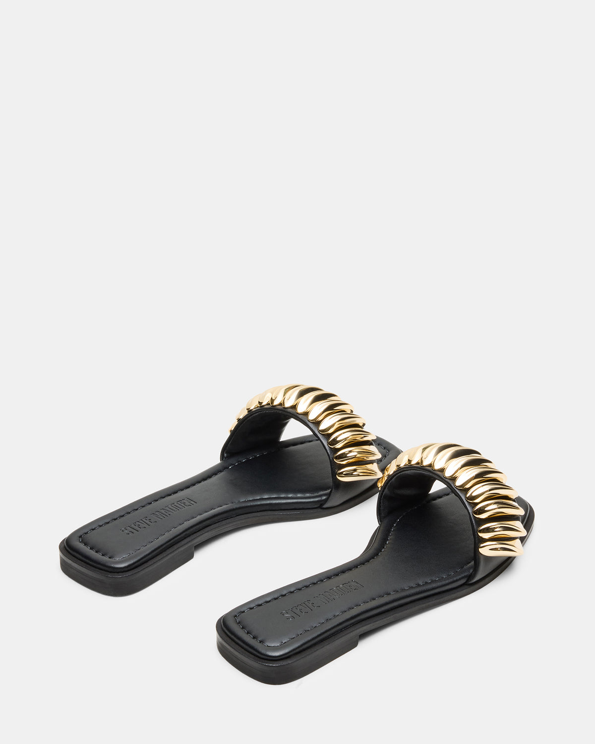 TETRIS Black Square-Toe Slide Women's Sandal | Steve Madden Signature