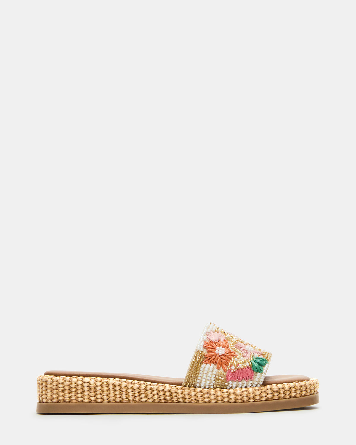 BOARDWALK Floral Multi Women's Raffia Slides | Steve Madden Deals