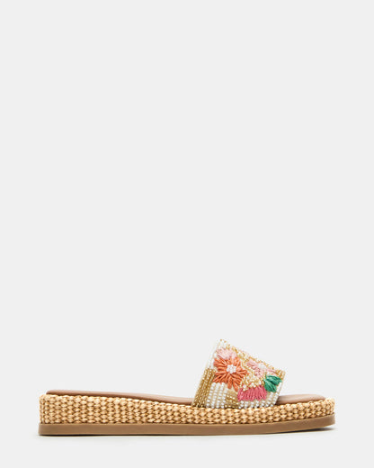 BOARDWALK Floral Multi Women's Raffia Slides | Steve Madden Deals