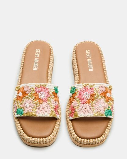 BOARDWALK Floral Multi Women's Raffia Slides | Steve Madden Deals