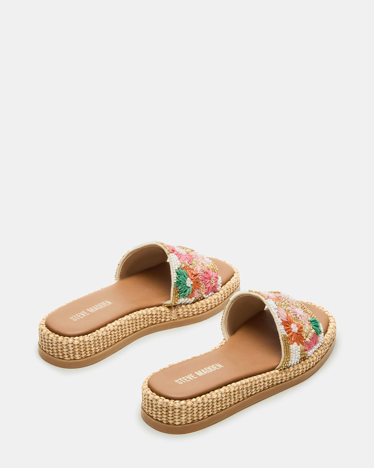 BOARDWALK Floral Multi Women's Raffia Slides | Steve Madden Deals