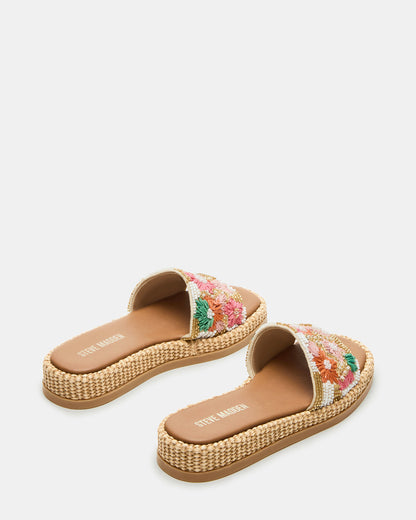 BOARDWALK Floral Multi Women's Raffia Slides | Steve Madden Deals
