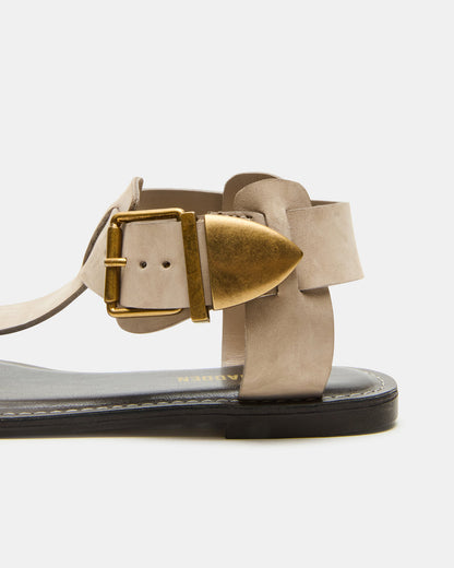 BRAZINN Taupe Nubuck Strappy Flat Sandal Women's Sandal | Steve Madden Deals
