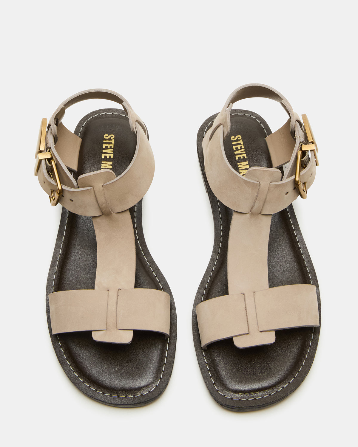 BRAZINN Taupe Nubuck Strappy Flat Sandal Women's Sandal | Steve Madden Deals