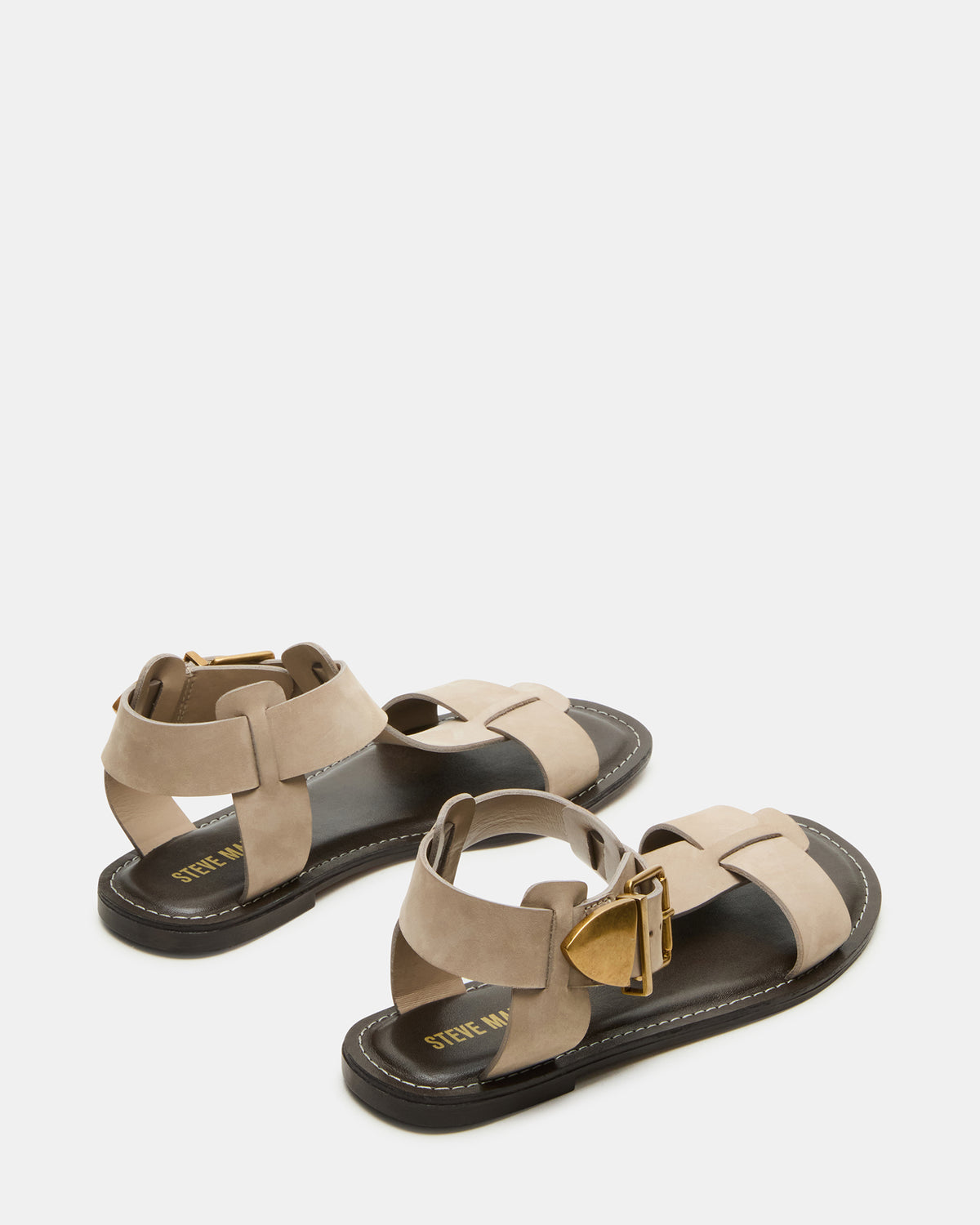BRAZINN Taupe Nubuck Strappy Flat Sandal Women's Sandal | Steve Madden Deals