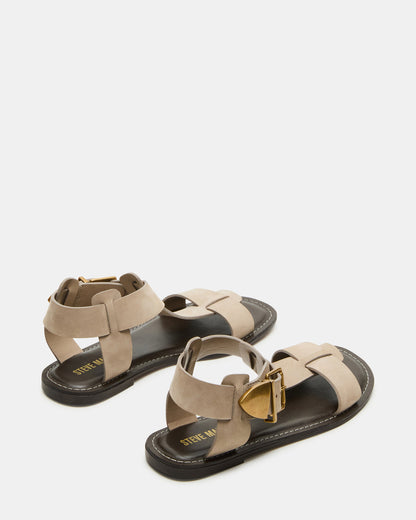 BRAZINN Taupe Nubuck Strappy Flat Sandal Women's Sandal | Steve Madden Deals