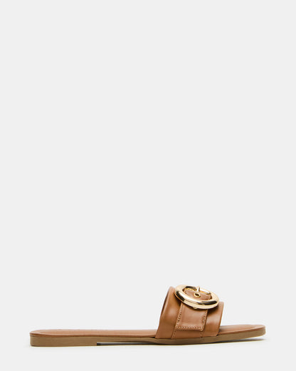 REEF Tan Leather Square-Toe Slide Women's Sandal | Steve Madden Recommended