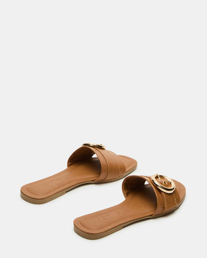 REEF Tan Leather Square-Toe Slide Women's Sandal | Steve Madden Recommended