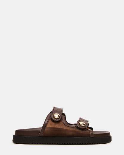ATHENS Brown Mesh Slide Footbed Flatform Women's Sandal | Steve Madden Hot Sale