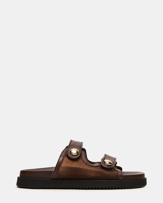 ATHENS Brown Mesh Slide Footbed Flatform Women's Sandal | Steve Madden Hot Sale