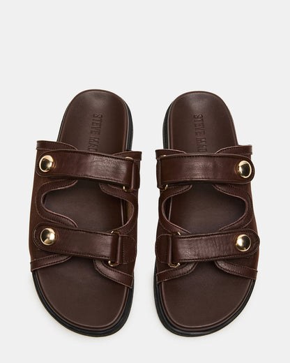 ATHENS Brown Mesh Slide Footbed Flatform Women's Sandal | Steve Madden Hot Sale