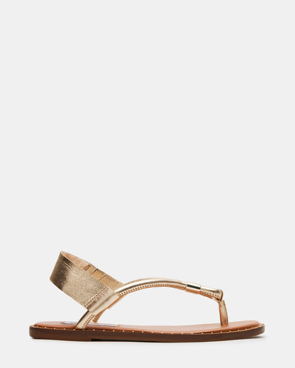 MEDUZA Gold Leather Women's Studded Thong Sandal | Steve Madden Best Seller