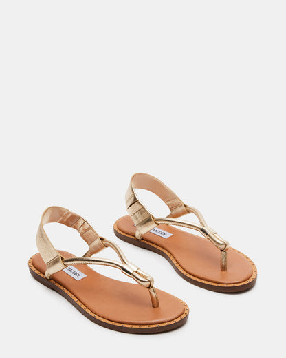 MEDUZA Gold Leather Women's Studded Thong Sandal | Steve Madden Best Seller