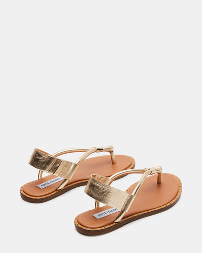 MEDUZA Gold Leather Women's Studded Thong Sandal | Steve Madden Best Seller
