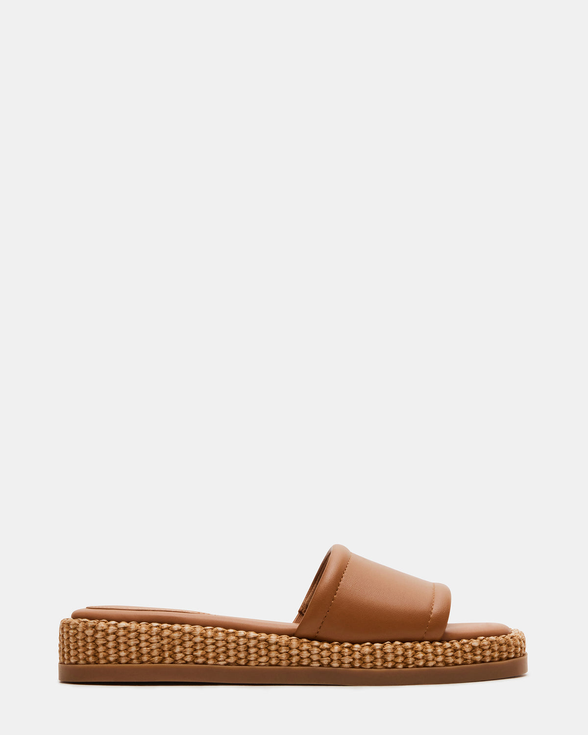 BOARDWALK Tan Leather Women's Raffia Slides | Steve Madden Top Pick