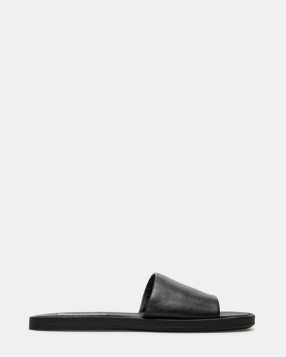 KAYA Black Leather Slide Sandal | Women's Sandals | Steve Madden Deals