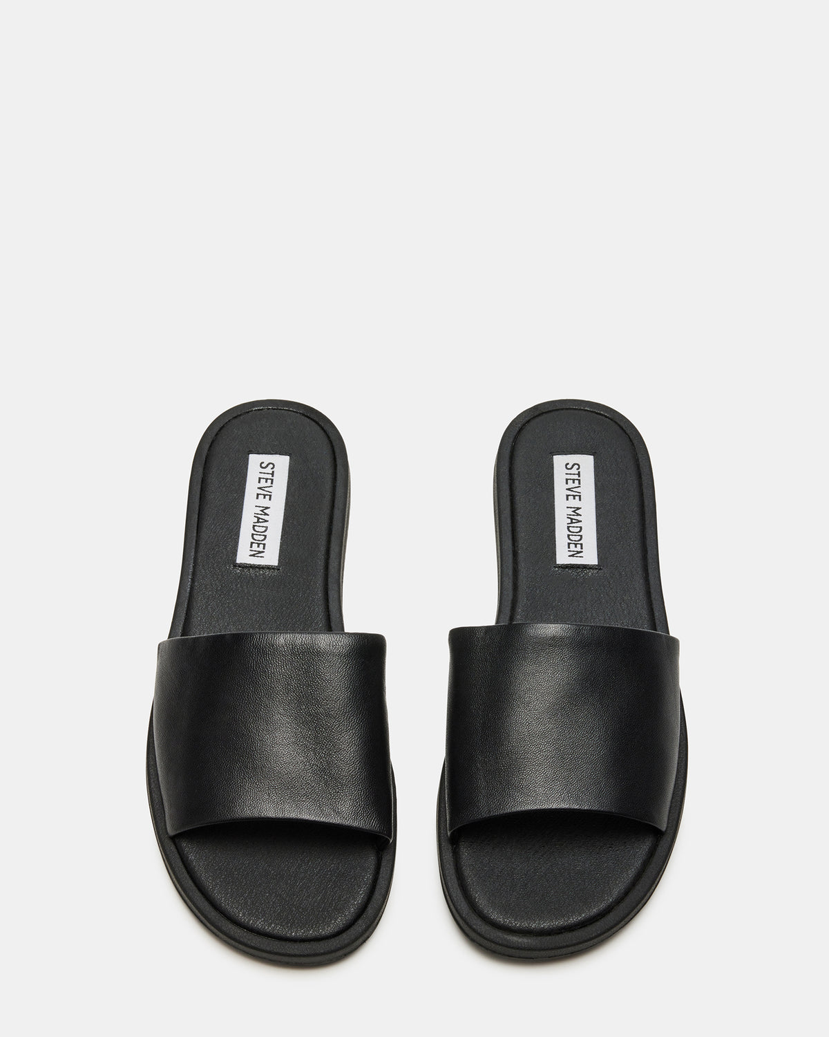 KAYA Black Leather Slide Sandal | Women's Sandals | Steve Madden Deals