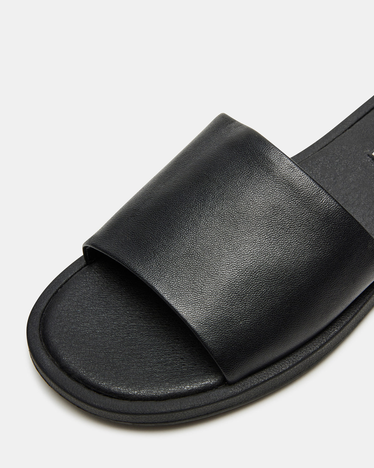 KAYA Black Leather Slide Sandal | Women's Sandals | Steve Madden Deals