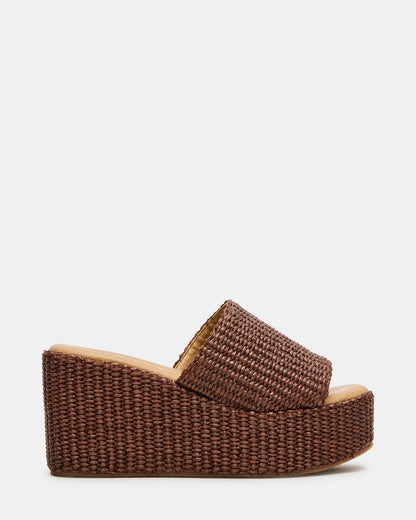 JETTY Brown Raffia Platform Wedge Women's Sandal | Steve Madden Hot Sale