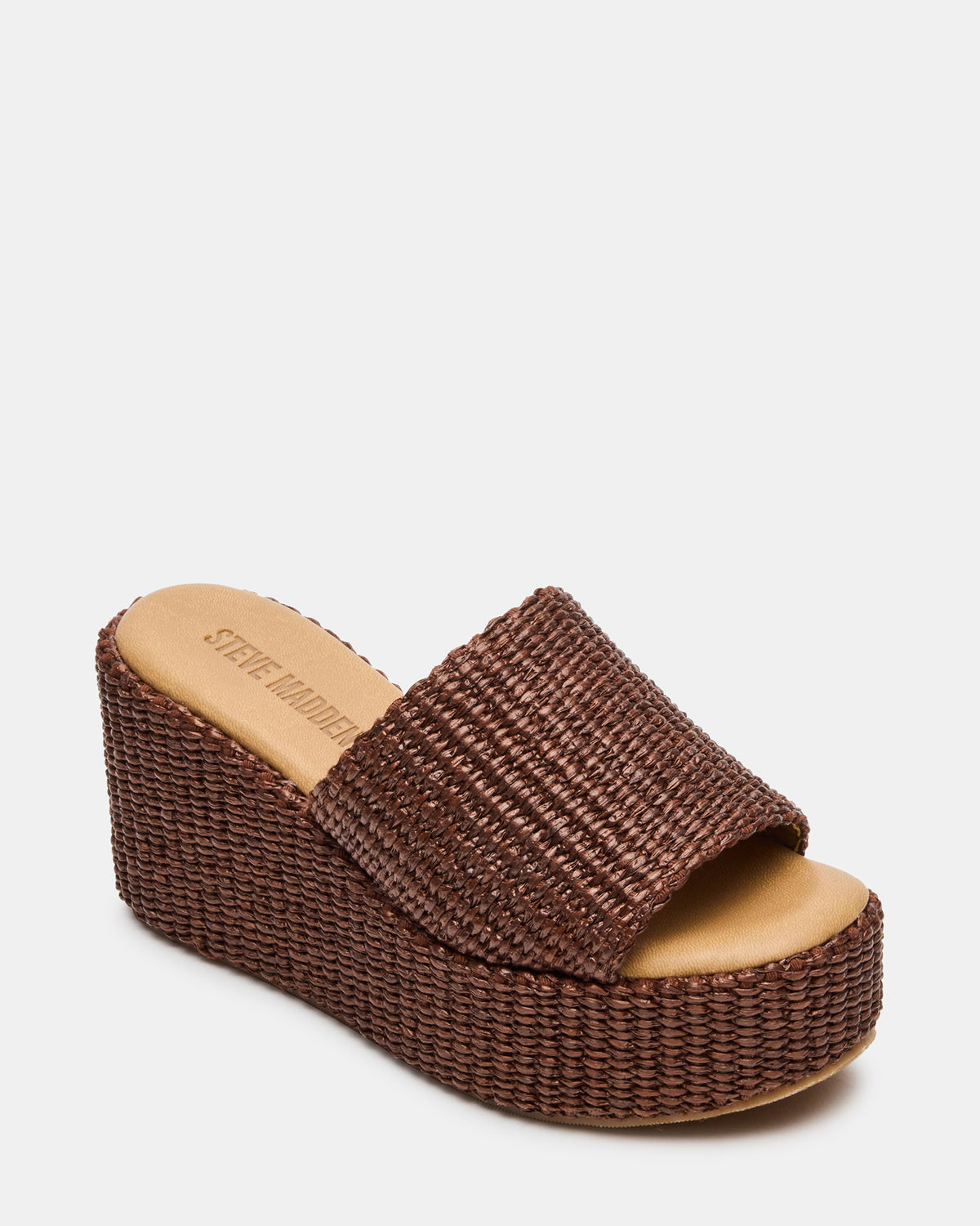 JETTY Brown Raffia Platform Wedge Women's Sandal | Steve Madden Hot Sale