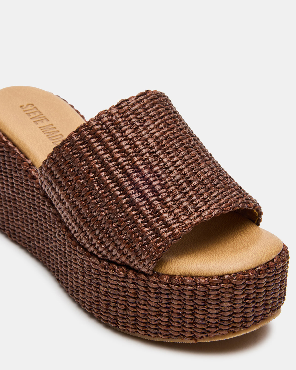 JETTY Brown Raffia Platform Wedge Women's Sandal | Steve Madden Hot Sale