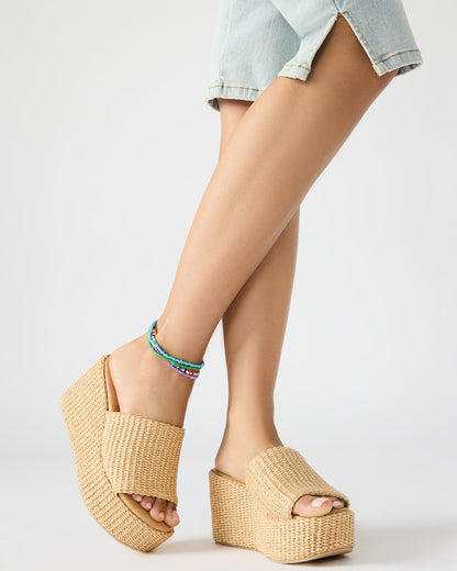 JETTY Brown Raffia Platform Wedge Women's Sandal | Steve Madden Hot Sale